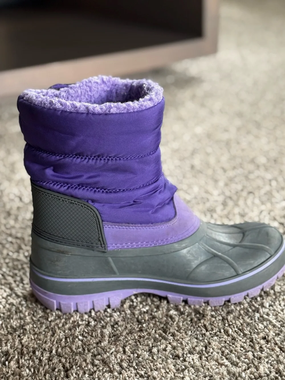Lands' End Purple and Gray Kids Frost Insulated Waterproof Snow Boots